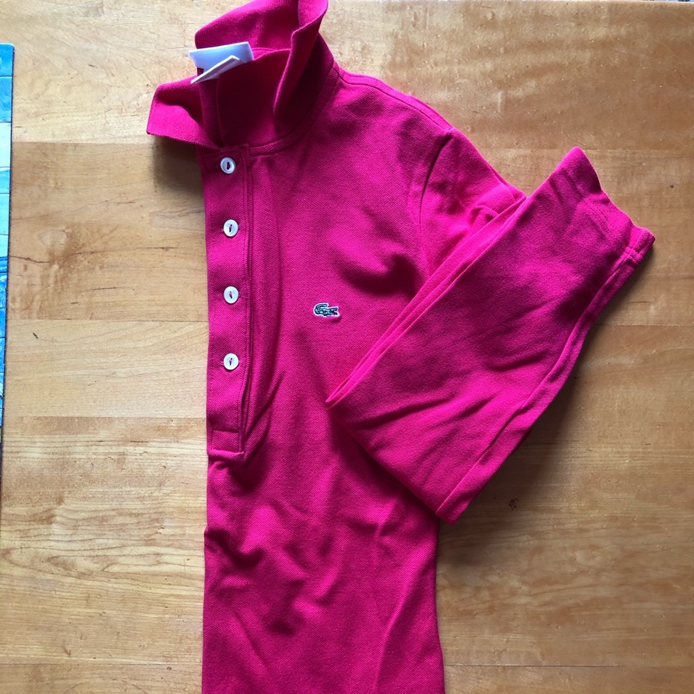 NWOT Lacoste bright pink long sleeve polo